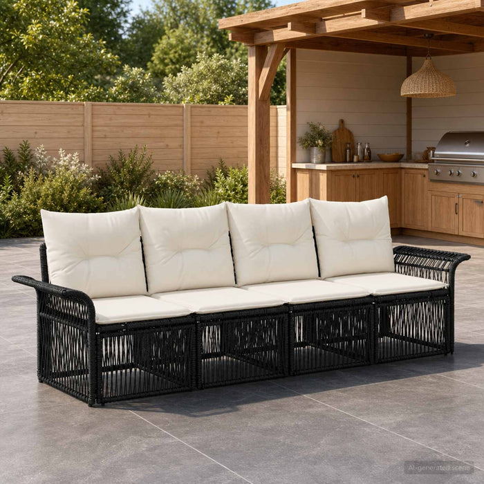 Set de canapele pentru grădină 4 pcs Negru poliratan - WALTI WALTI