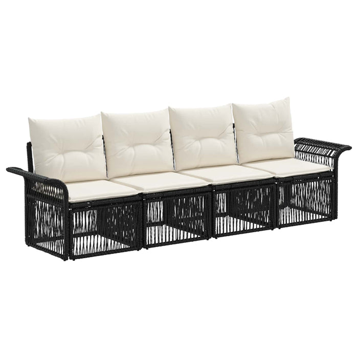 Set de canapele pentru grădină 4 pcs Negru poliratan WALTI