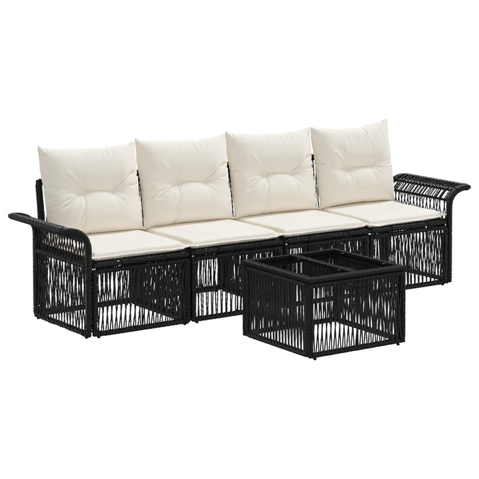 Set de canapele pentru grădină 5 pcs Negru poliratan - WALTI WALTI