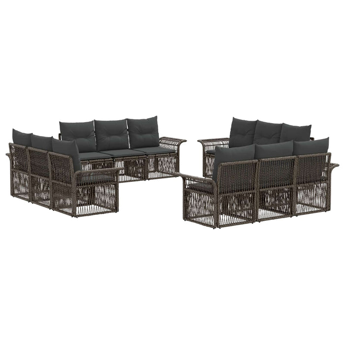 Set de canapele pentru grădină 12 pcs Gri poliratan WALTI