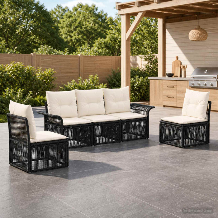Set de canapele pentru grădină 5 pcs Negru poliratan - WALTI WALTI