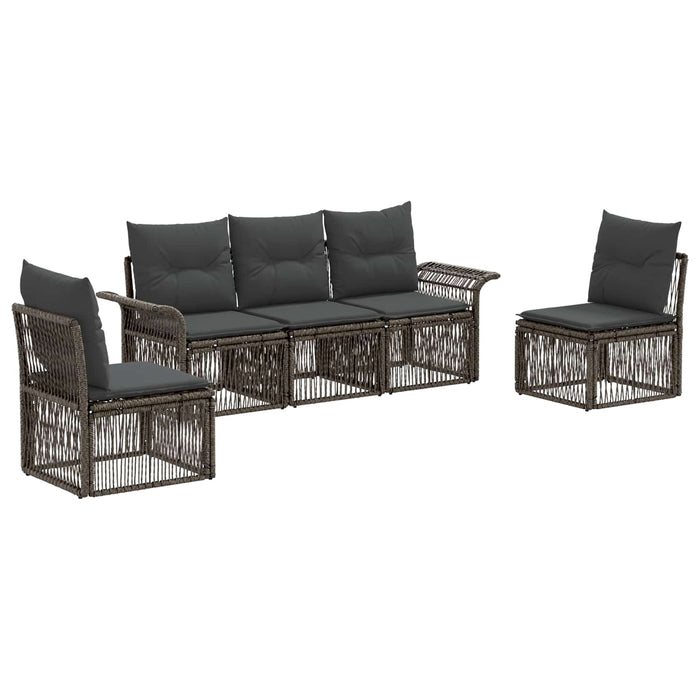 Set de canapele pentru grădină 5 pcs Gri poliratan WALTI