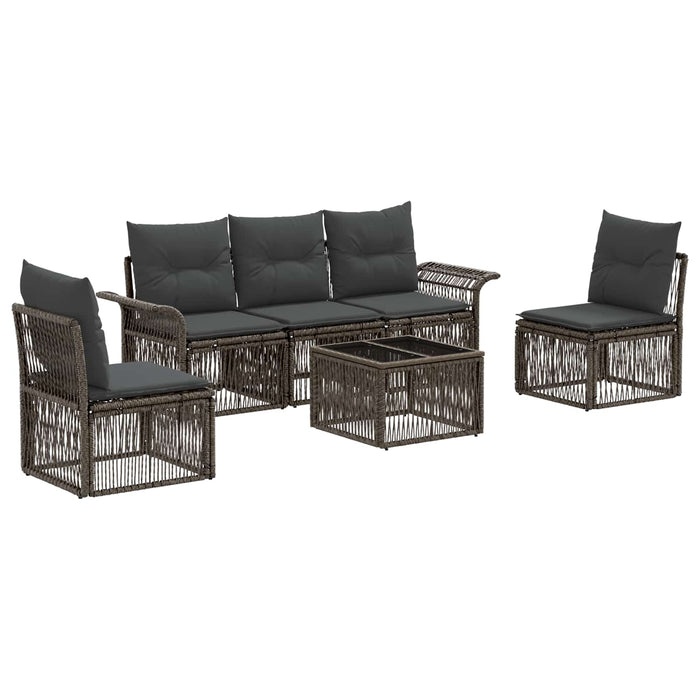 Set de canapele pentru grădină 6 pcs Gri poliratan - WALTI WALTI