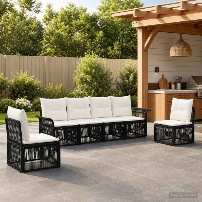 Set de canapele pentru grădină 6 pcs Negru poliratan - WALTI WALTI