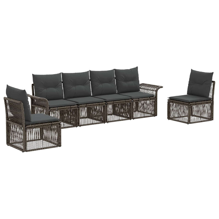 Set de canapele pentru grădină 6 pcs Gri poliratan WALTI