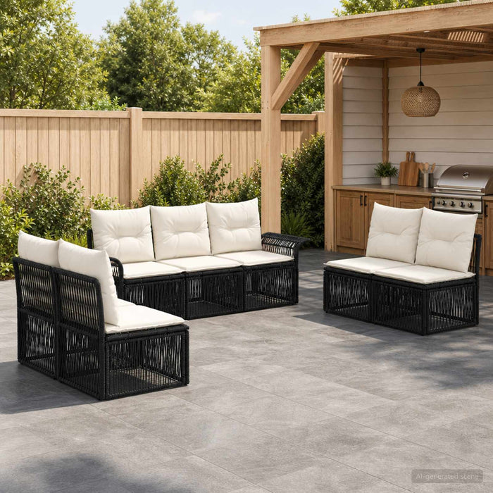 Set de canapele pentru grădină 7 pcs Negru poliratan - WALTI WALTI