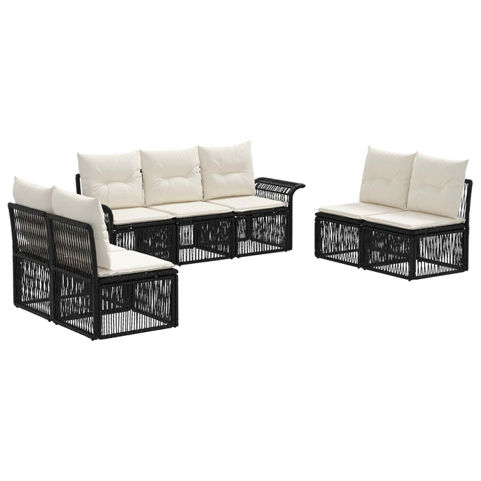 Set de canapele pentru grădină 7 pcs Negru poliratan WALTI