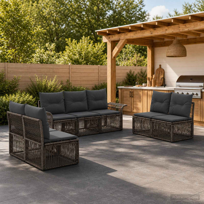 Set de canapele pentru grădină 7 pcs Gri poliratan - WALTI WALTI