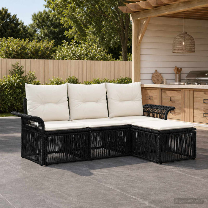 Set de canapele pentru grădină 4 pcs Negru poliratan - WALTI WALTI