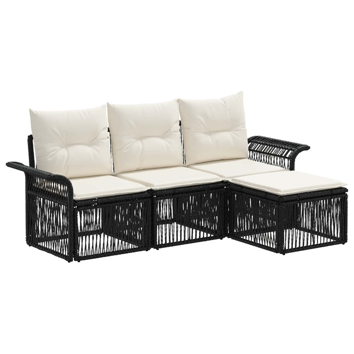 Set de canapele pentru grădină 4 pcs Negru poliratan WALTI