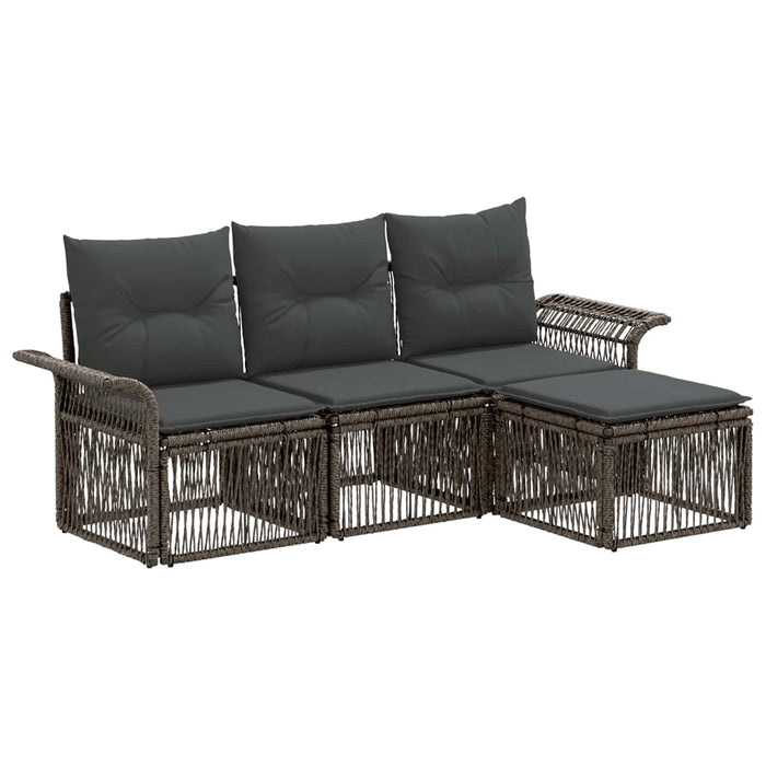 Set de canapele pentru grădină 4 pcs Gri poliratan WALTI