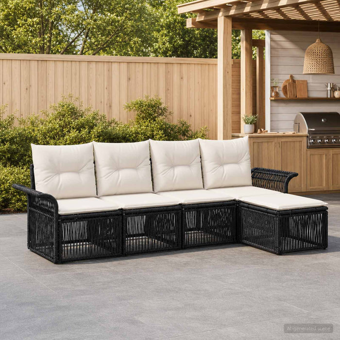 Set de canapele pentru grădină 5 pcs Negru poliratan - WALTI WALTI