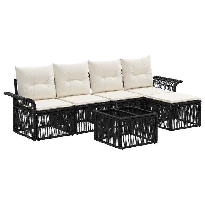 Set de canapele pentru grădină 6 pcs Negru poliratan - WALTI WALTI