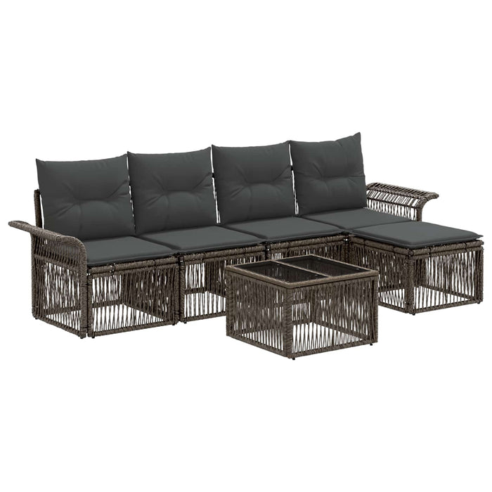 Set de canapele pentru grădină 6 pcs Gri poliratan - WALTI WALTI