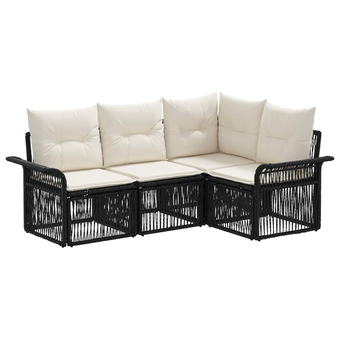 Set de canapele pentru grădină 4 pcs Negru poliratan WALTI