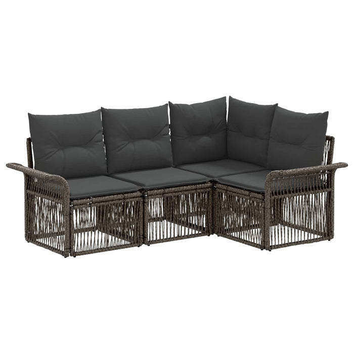 Set de canapele pentru grădină 4 pcs Gri poliratan WALTI