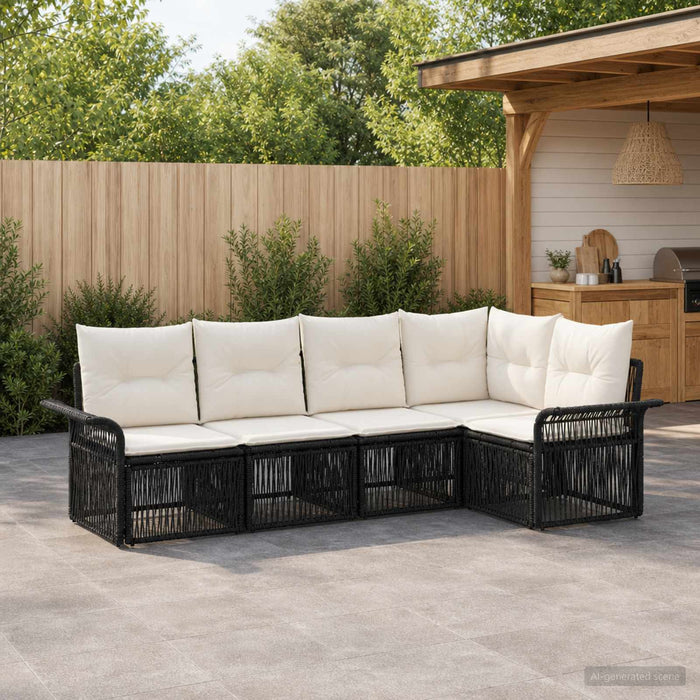 Set de canapele pentru grădină 5 pcs Negru poliratan - WALTI WALTI