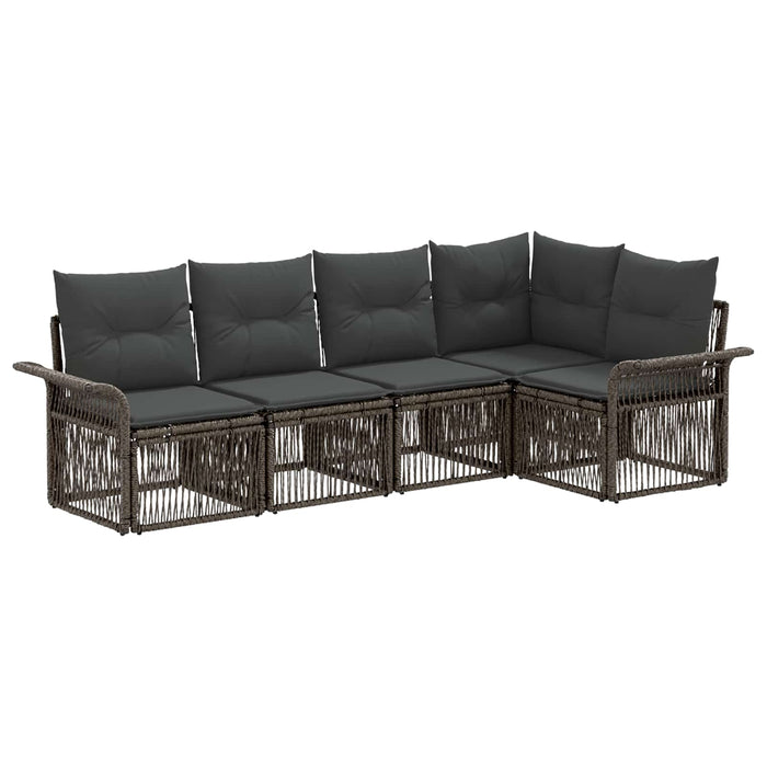 Set de canapele pentru grădină 5 pcs Gri poliratan WALTI