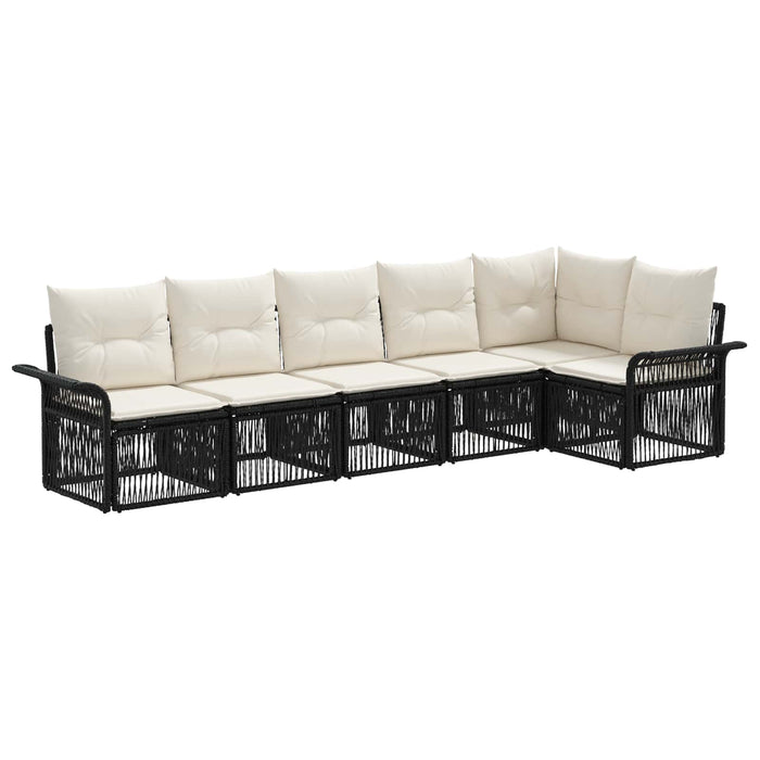 Set de canapele pentru grădină 6 pcs Negru poliratan WALTI