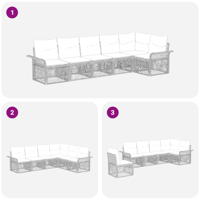 Set de canapele pentru grădină 6 pcs Negru poliratan WALTI