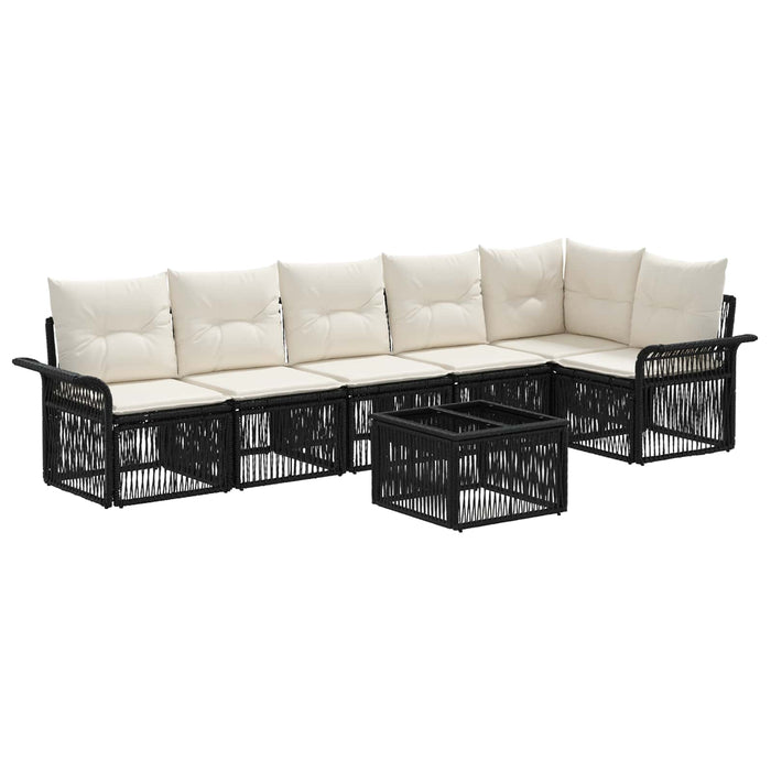 Set de canapele pentru grădină 7 pcs Negru poliratan - WALTI WALTI