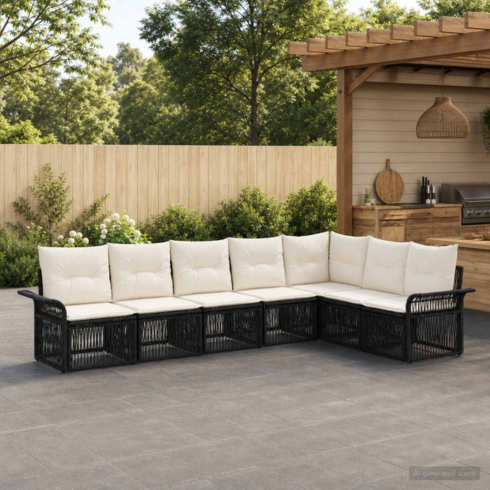 Set de canapele pentru grădină 7 pcs Negru poliratan - WALTI WALTI