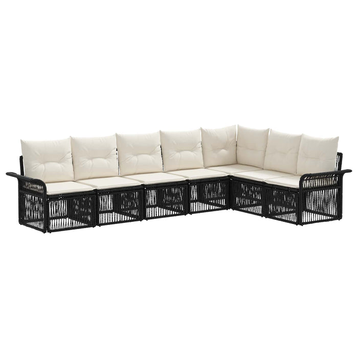Set de canapele pentru grădină 7 pcs Negru poliratan WALTI