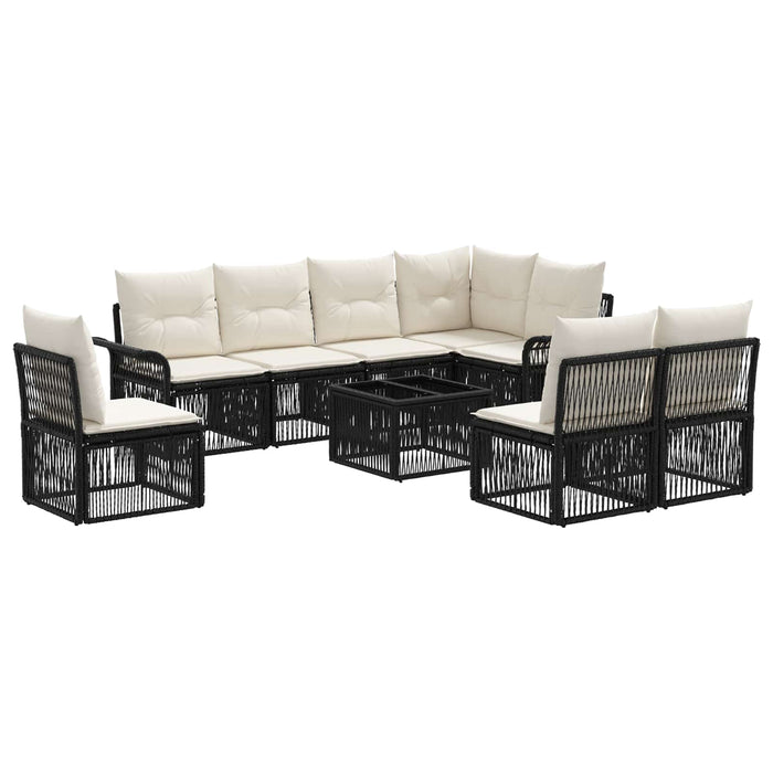 Set de canapele pentru grădină 9 pcs Negru poliratan - WALTI WALTI