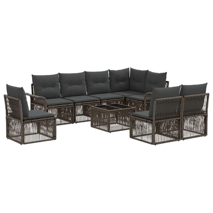 Set de canapele pentru grădină 9 pcs Gri poliratan - WALTI WALTI