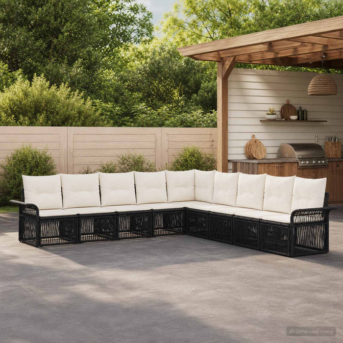 Set de canapele pentru grădină 9 pcs Negru poliratan - WALTI WALTI