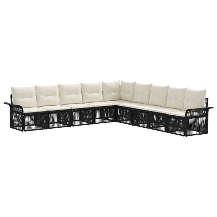 Set de canapele pentru grădină 9 pcs Negru poliratan WALTI