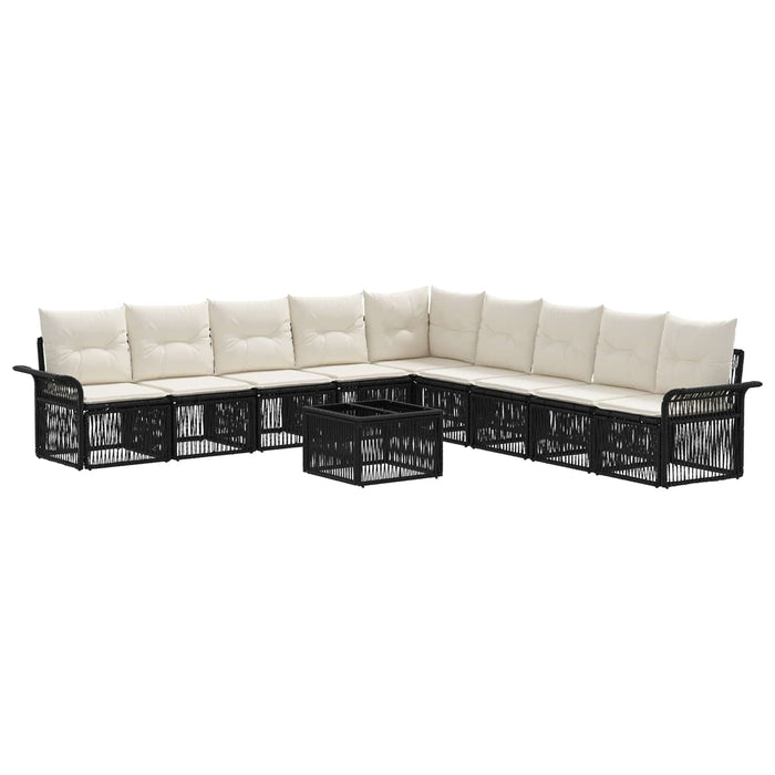 Set de canapele pentru grădină 10 pcs Negru poliratan - WALTI WALTI