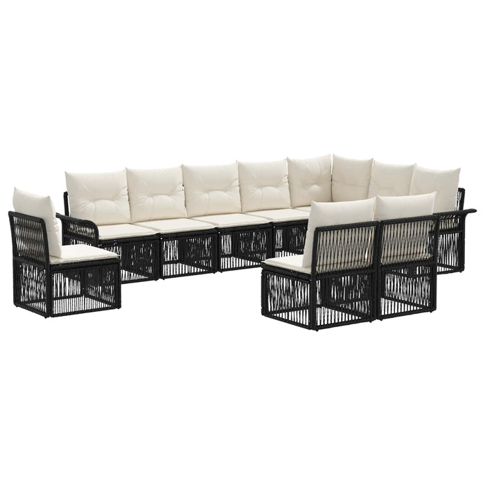 Set de canapele pentru grădină 10 pcs Negru poliratan WALTI