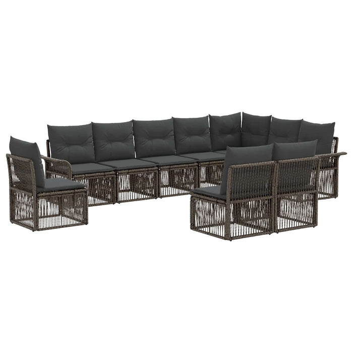 Set de canapele pentru grădină 10 pcs Gri poliratan WALTI