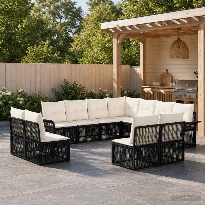 Set de canapele pentru grădină 11 pcs Negru poliratan - WALTI WALTI