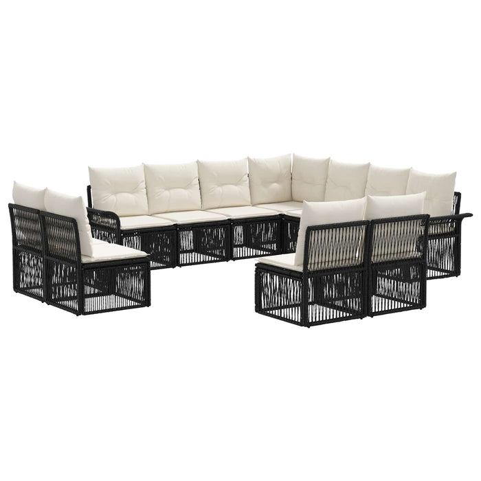 Set de canapele pentru grădină 11 pcs Negru poliratan WALTI