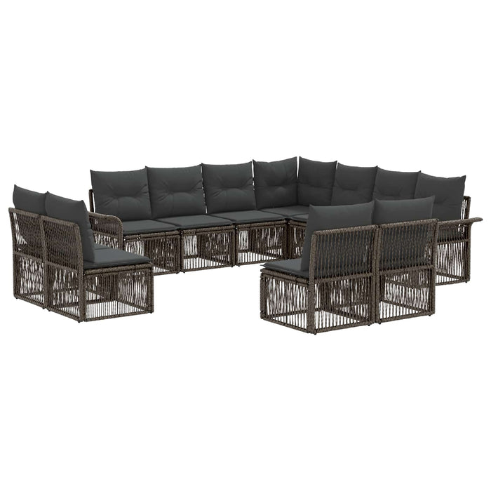 Set de canapele pentru grădină 11 pcs Gri poliratan WALTI