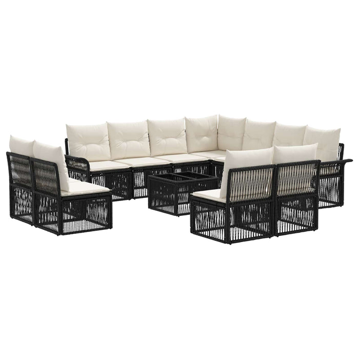 Set de canapele pentru grădină 12 pcs Negru poliratan - WALTI WALTI