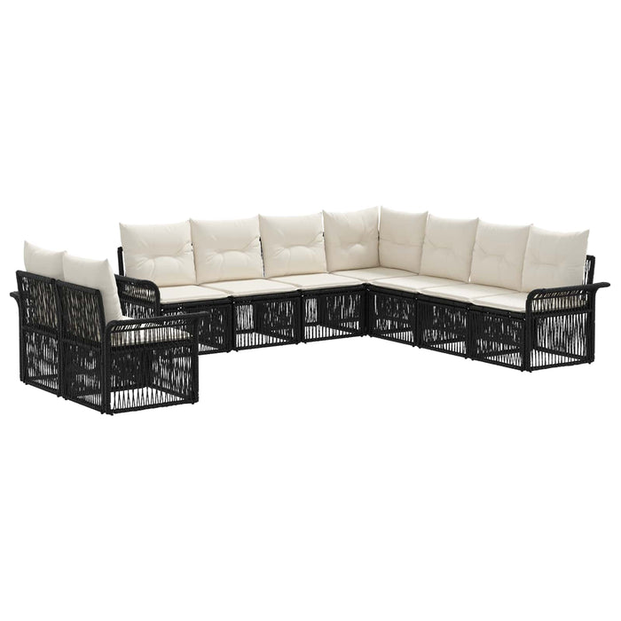 Set de canapele pentru grădină 9 pcs Negru poliratan WALTI