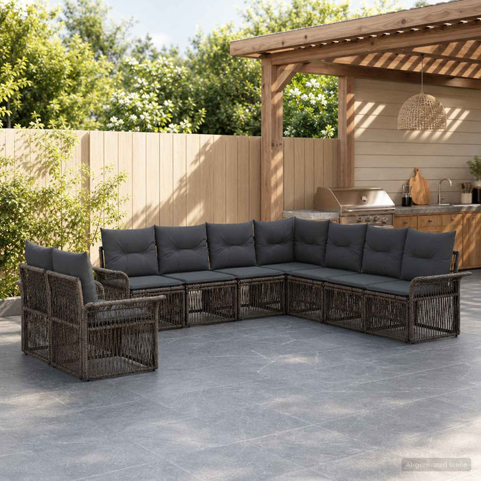 Set de canapele pentru grădină 9 pcs Gri poliratan - WALTI WALTI