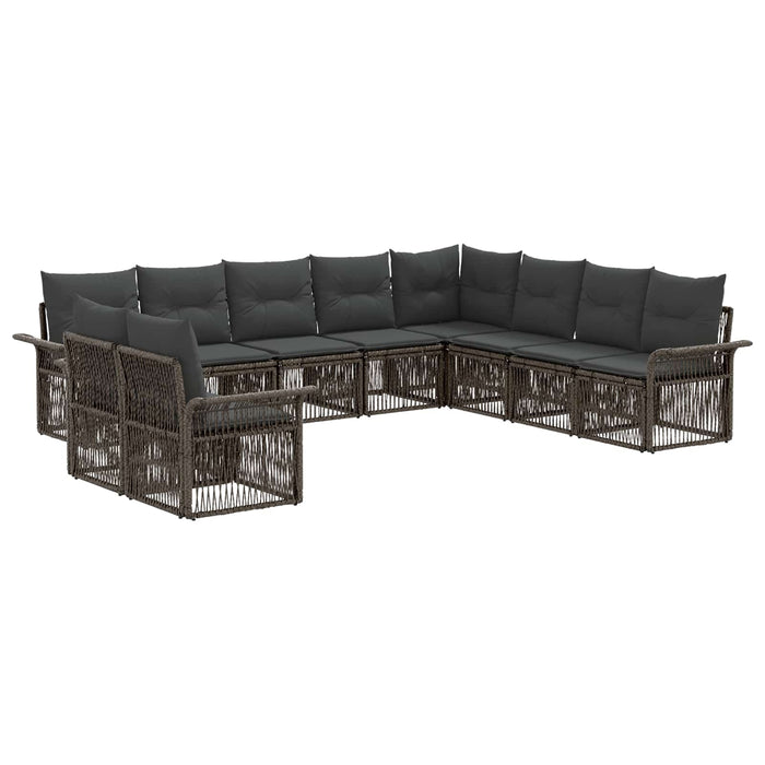 Set de canapele pentru grădină 10 pcs Gri poliratan WALTI