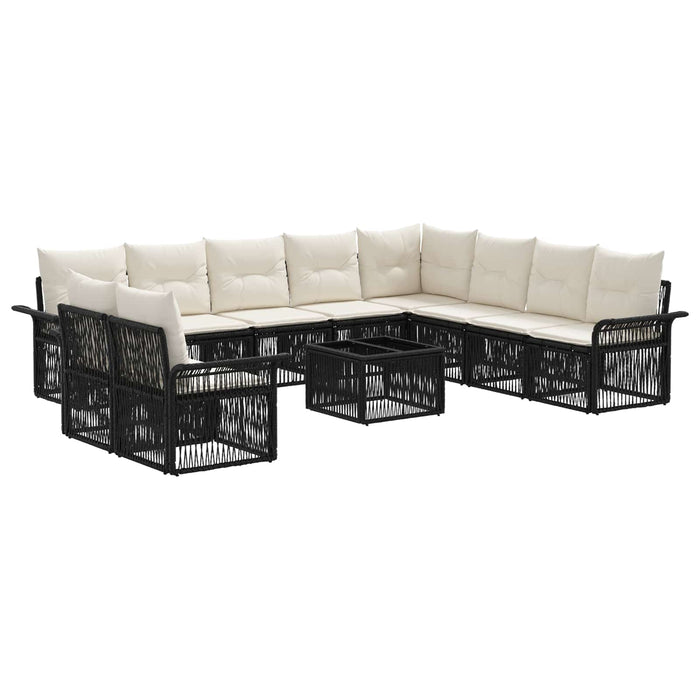 Set de canapele pentru grădină 11 pcs Negru poliratan - WALTI WALTI