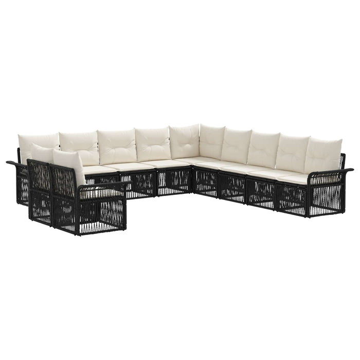 Set de canapele pentru grădină 11 pcs Negru poliratan WALTI