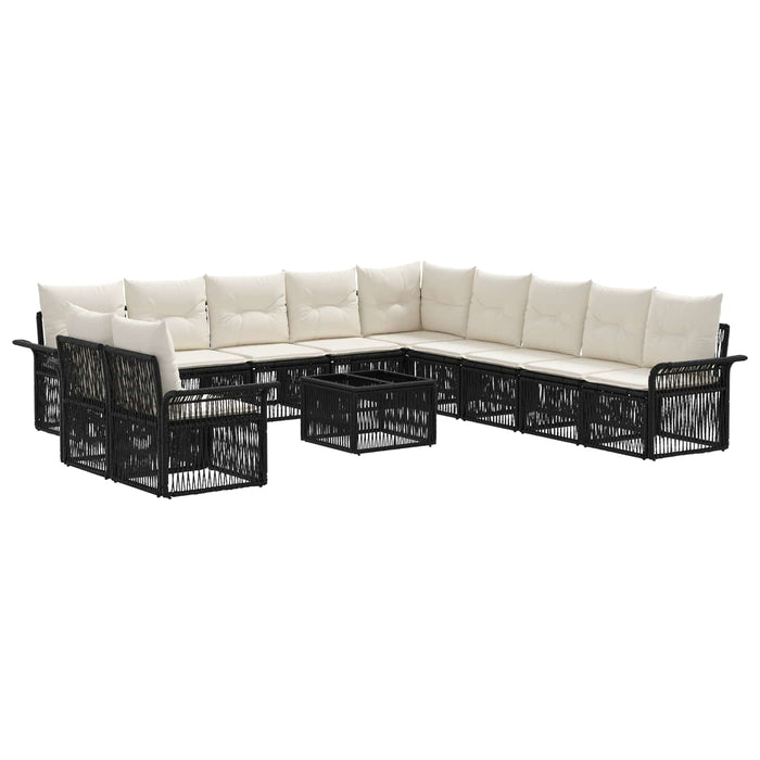 Set de canapele pentru grădină 12 pcs Negru poliratan - WALTI WALTI
