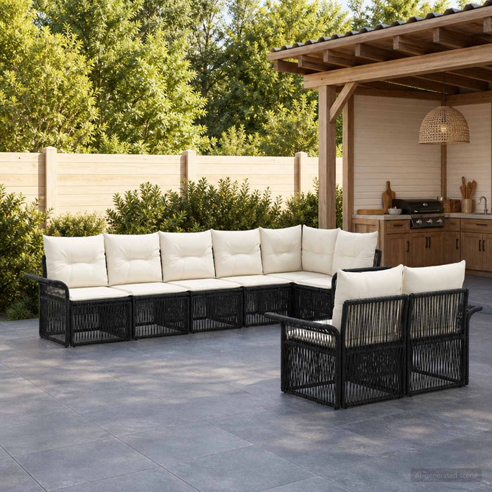 Set de canapele pentru grădină 8 pcs Negru poliratan - WALTI WALTI