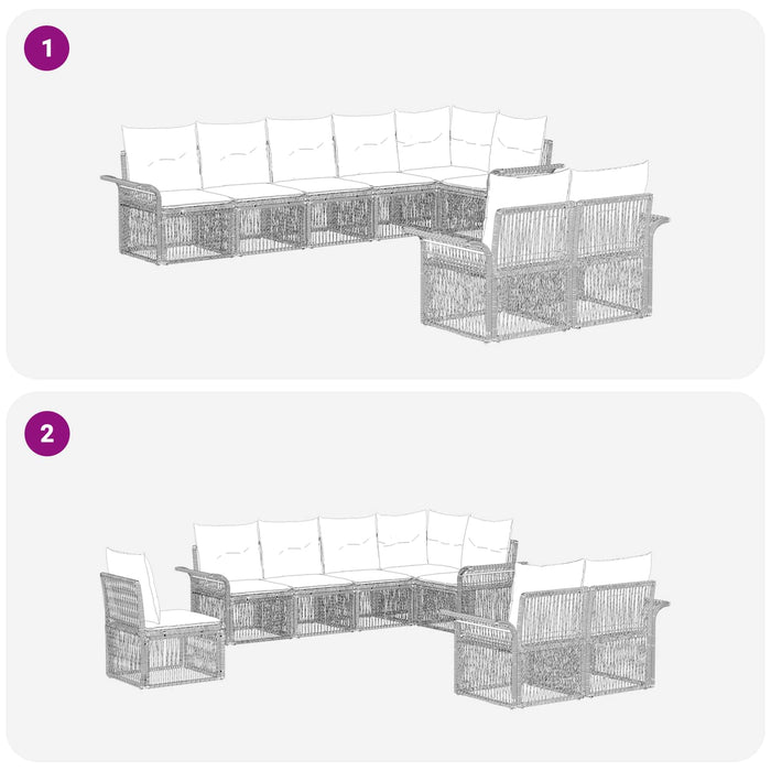 Set de canapele pentru grădină 8 pcs Gri poliratan WALTI