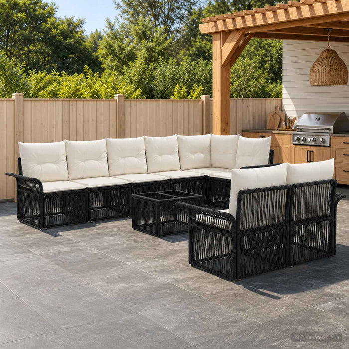 Set de canapele pentru grădină 9 pcs Negru poliratan - WALTI WALTI