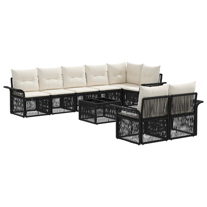 Set de canapele pentru grădină 9 pcs Negru poliratan - WALTI WALTI