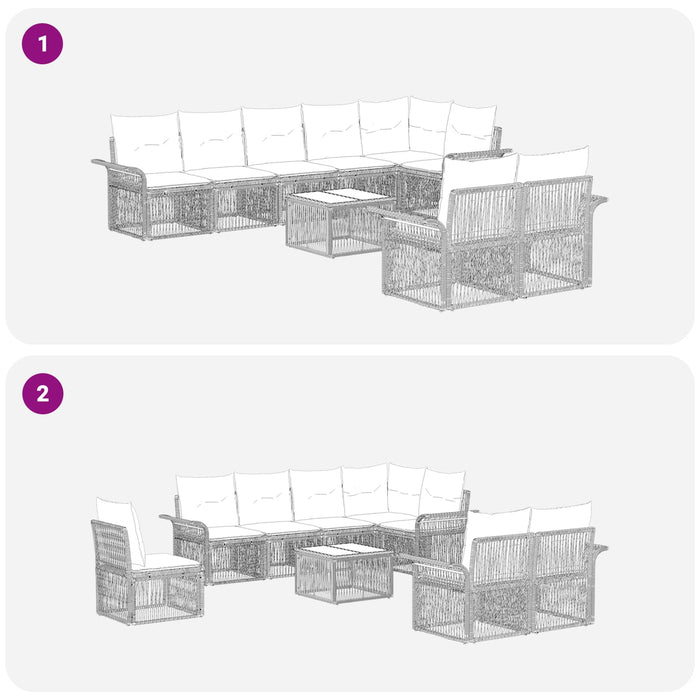 Set de canapele pentru grădină 9 pcs Negru poliratan - WALTI WALTI