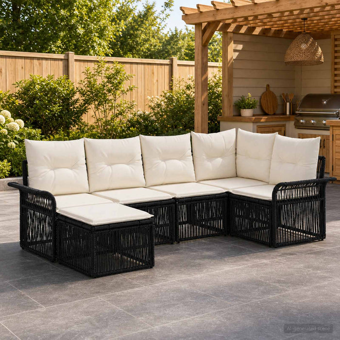 Set de canapele pentru grădină 6 pcs Negru poliratan - WALTI WALTI
